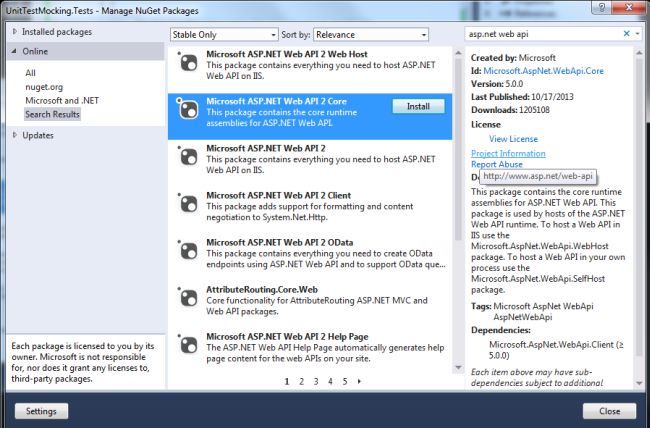Install Web API2 Core